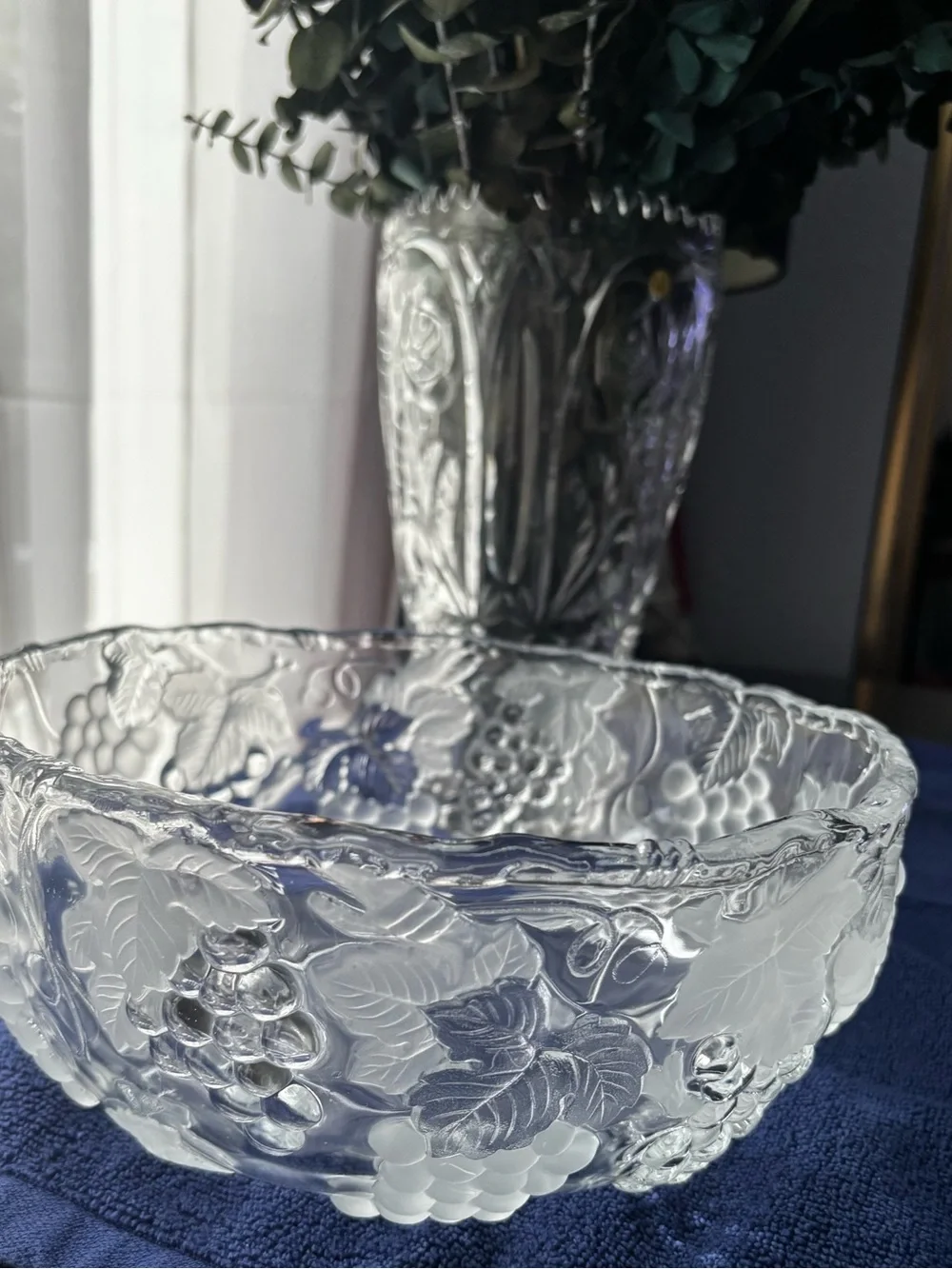 Vintage Mikasa Walther Glas Carmen Crystal Grape Serving Bowl W. Germany